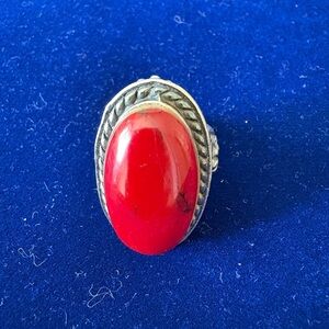 Elegant Red Stone Sterling Silver Ring